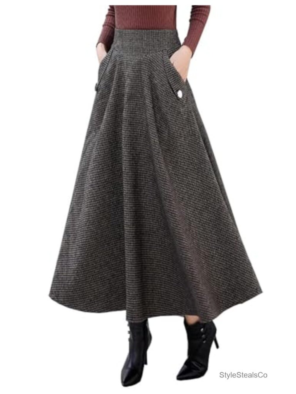 Wool Plaid Mini Skirt High Waisted Bodycon Pencil Fall Winter